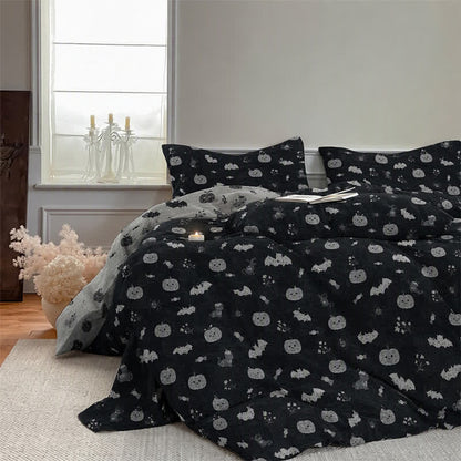 Halloween Pumpkin Bat Cotton Bedding Set