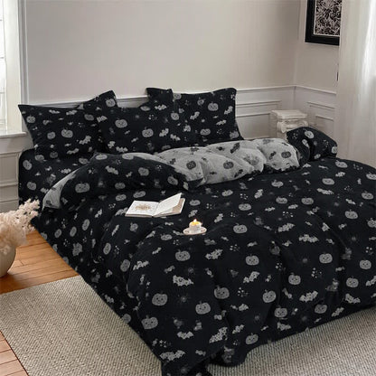 Halloween Pumpkin Bat Cotton Bedding Set