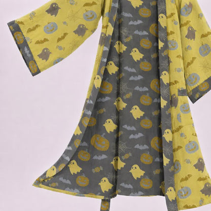 Multi‑Color Pumpkin Halloween Cotton Kimono Robe