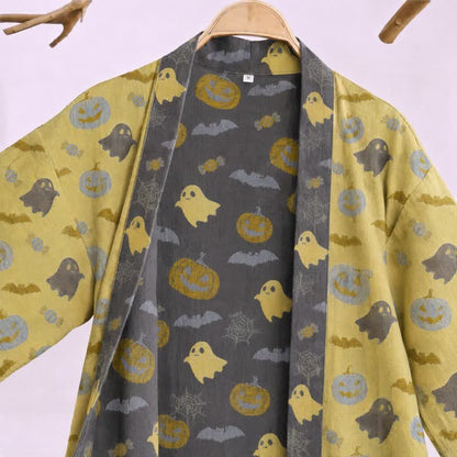 Multi‑Color Pumpkin Halloween Cotton Kimono Robe