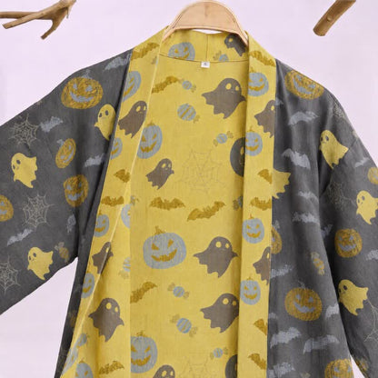 Multi‑Color Pumpkin Halloween Cotton Kimono Robe