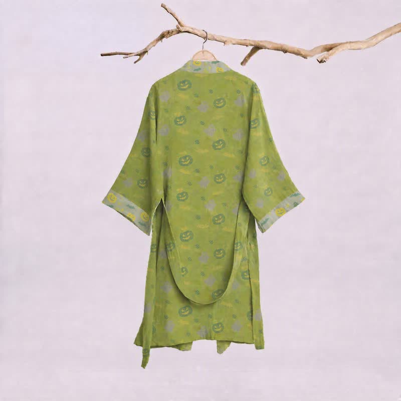 Multi‑Color Pumpkin Halloween Cotton Kimono Robe