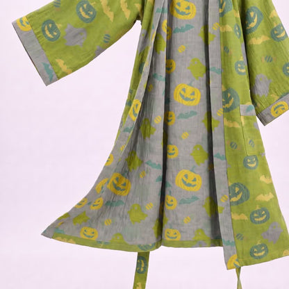 Multi‑Color Pumpkin Halloween Cotton Kimono Robe