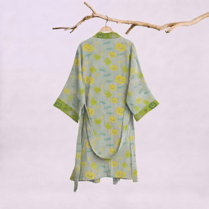 Multi‑Color Pumpkin Halloween Cotton Kimono Robe