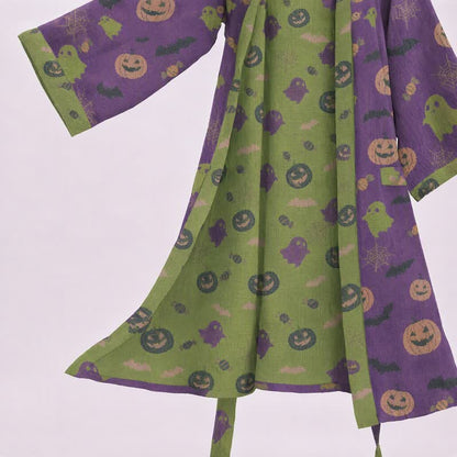 Multi‑Color Pumpkin Halloween Cotton Kimono Robe