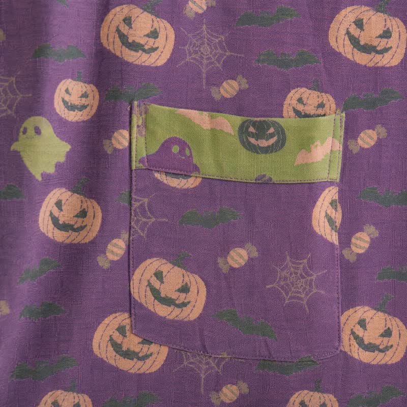 Multi‑Color Pumpkin Halloween Cotton Kimono Robe