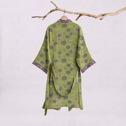 Multi‑Color Pumpkin Halloween Cotton Kimono Robe