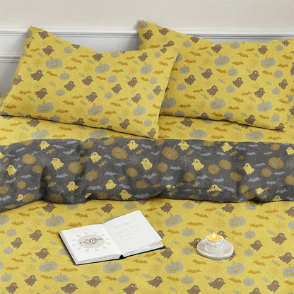 Multi‑Color Pumpkin Ghost Cotton Bedding Set
