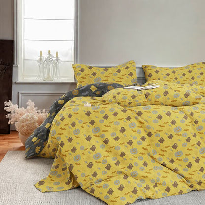 Multi‑Color Pumpkin Ghost Cotton Bedding Set