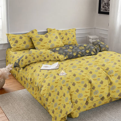 Multi‑Color Pumpkin Ghost Cotton Bedding Set