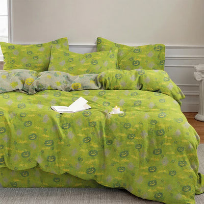 Multi‑Color Pumpkin Ghost Cotton Bedding Set