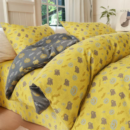 Multi‑Color Pumpkin Ghost Cotton Bedding Set