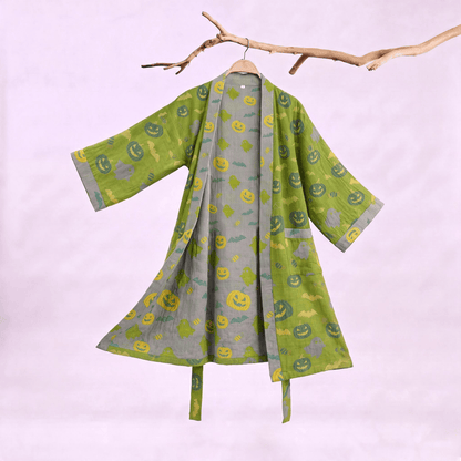 Multi‑Color Pumpkin Halloween Cotton Kimono Robe