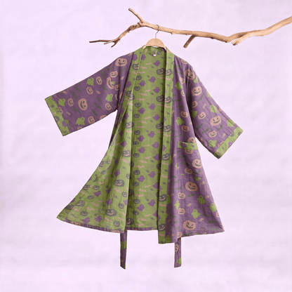 Multi‑Color Pumpkin Halloween Cotton Kimono Robe