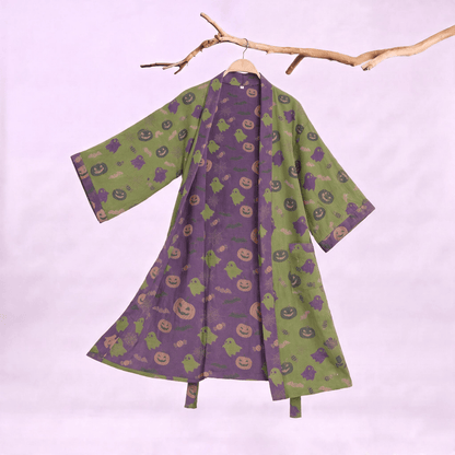 Multi‑Color Pumpkin Halloween Cotton Kimono Robe