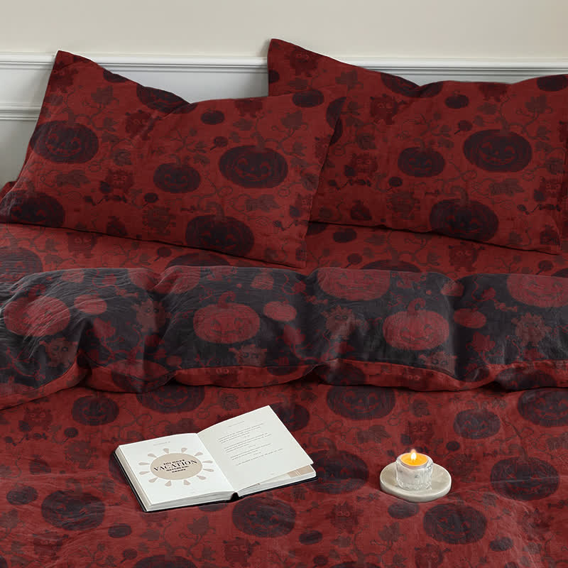 Halloween Pumpkin Monster Cotton Bedding Set