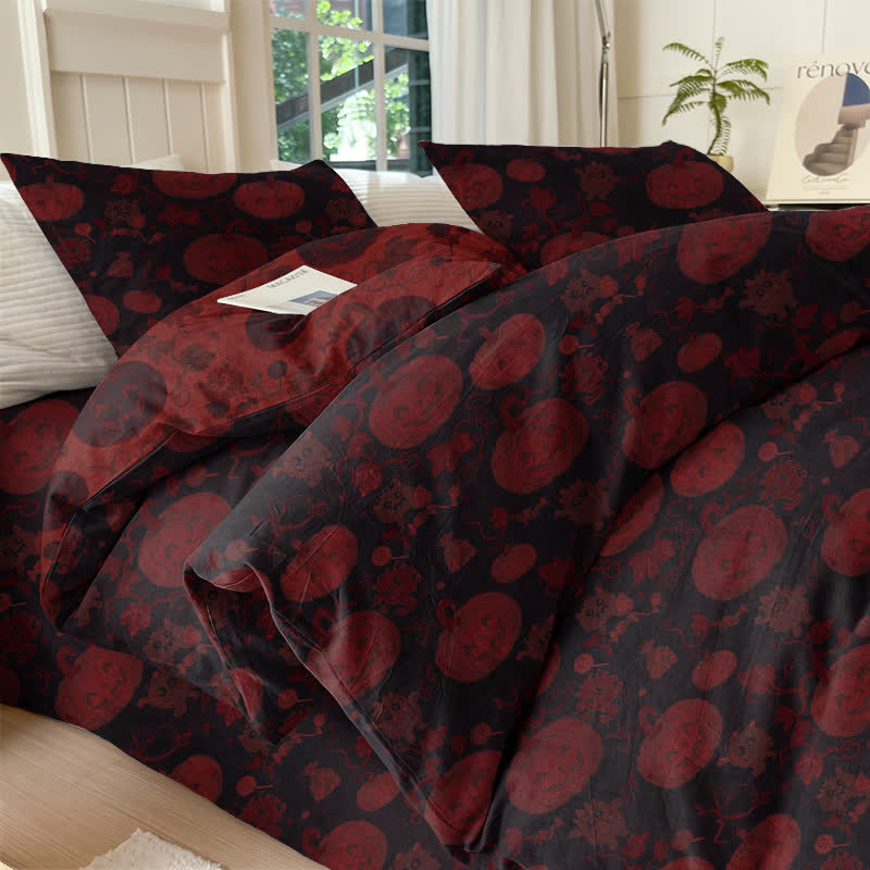Halloween Pumpkin Monster Cotton Bedding Set