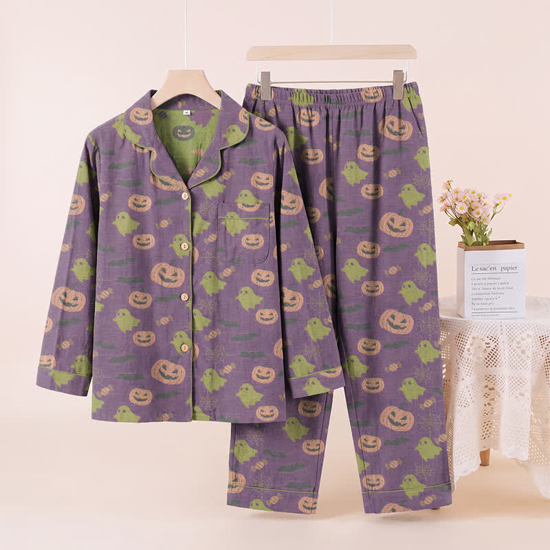 Cute Ghost Pumpkin Cotton Loungewear Set