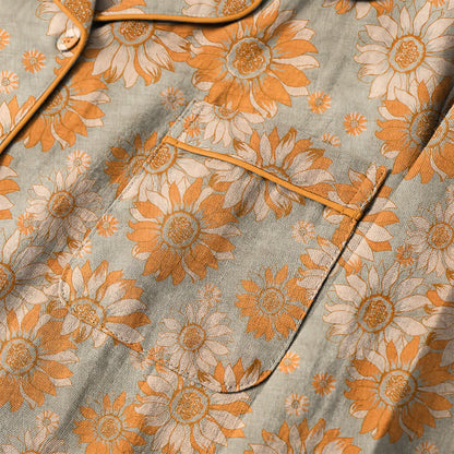 Retro Sunflower Cotton Loungewear Pajama Set