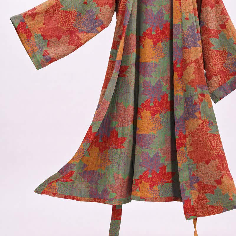Autumn Maple Leaf Cotton Kimono Robe