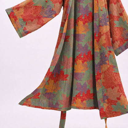 Autumn Maple Leaf Cotton Kimono Robe