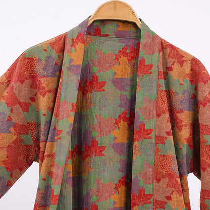 Autumn Maple Leaf Cotton Kimono Robe