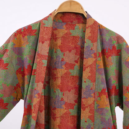 Autumn Maple Leaf Cotton Kimono Robe