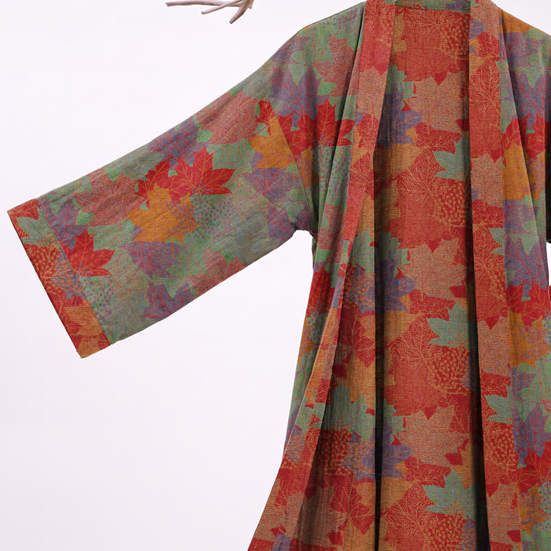 Autumn Maple Leaf Cotton Kimono Robe