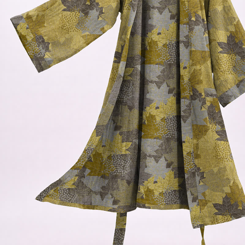 Autumn Maple Leaf Cotton Kimono Robe