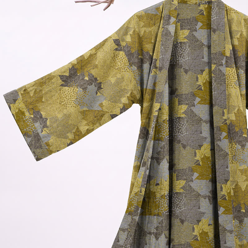 Autumn Maple Leaf Cotton Kimono Robe