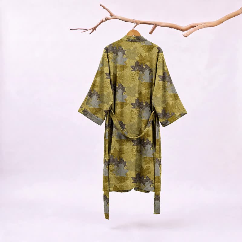 Autumn Maple Leaf Cotton Kimono Robe