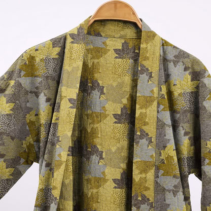 Autumn Maple Leaf Cotton Kimono Robe