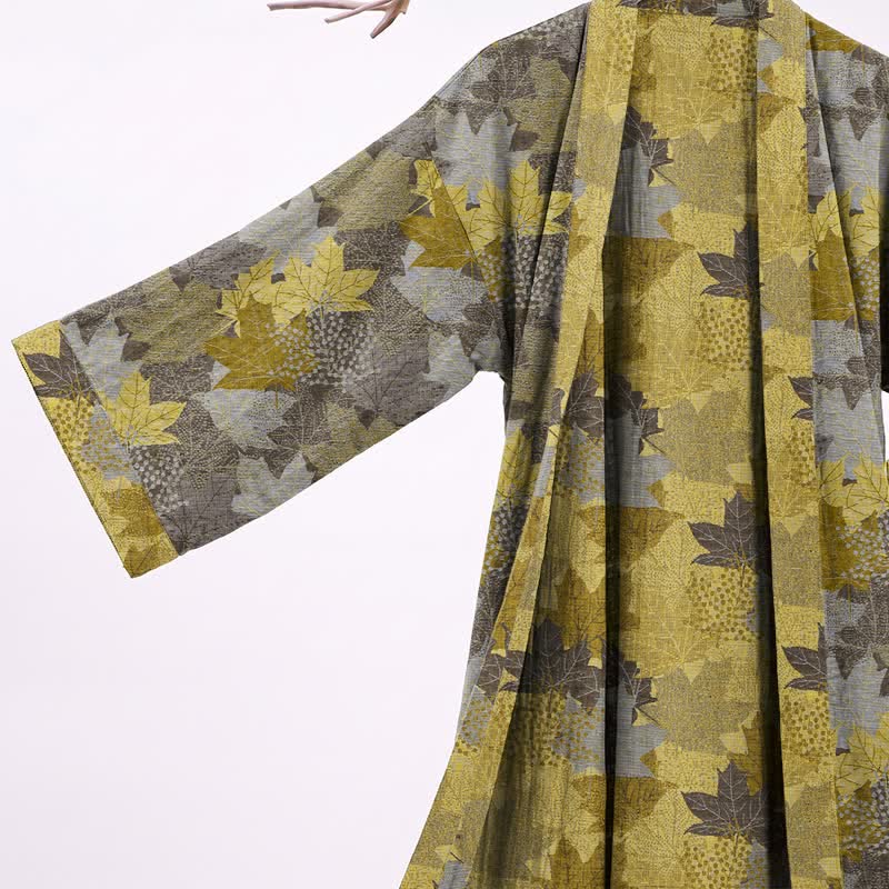 Autumn Maple Leaf Cotton Kimono Robe