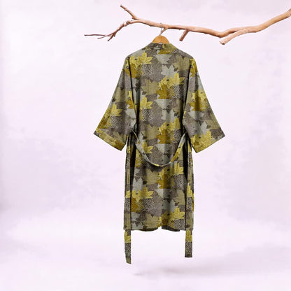 Autumn Maple Leaf Cotton Kimono Robe