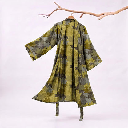 Autumn Maple Leaf Cotton Kimono Robe