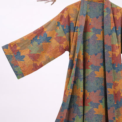 Autumn Maple Leaf Cotton Kimono Robe