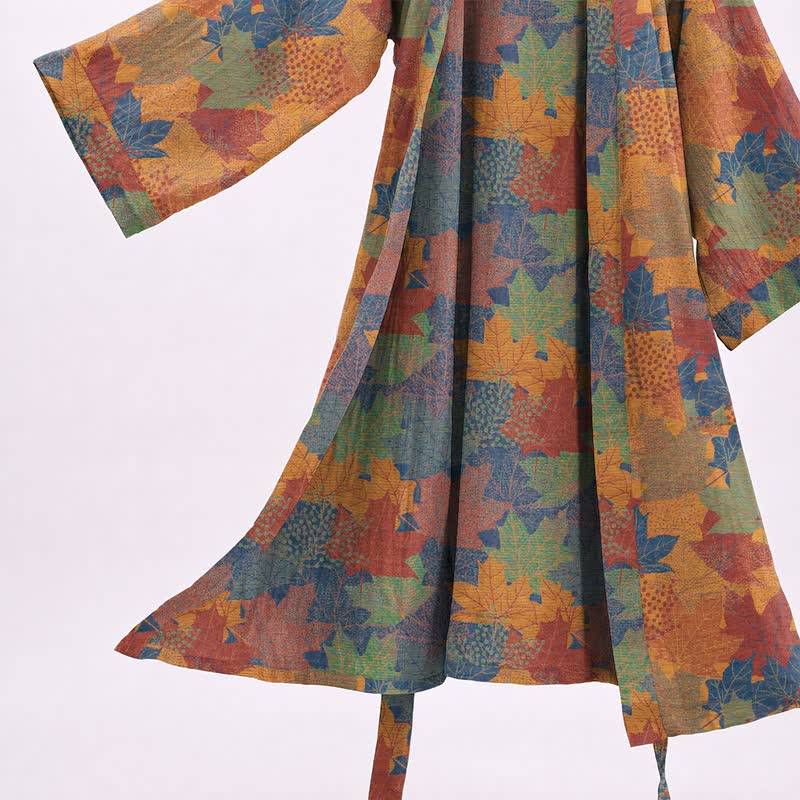 Autumn Maple Leaf Cotton Kimono Robe