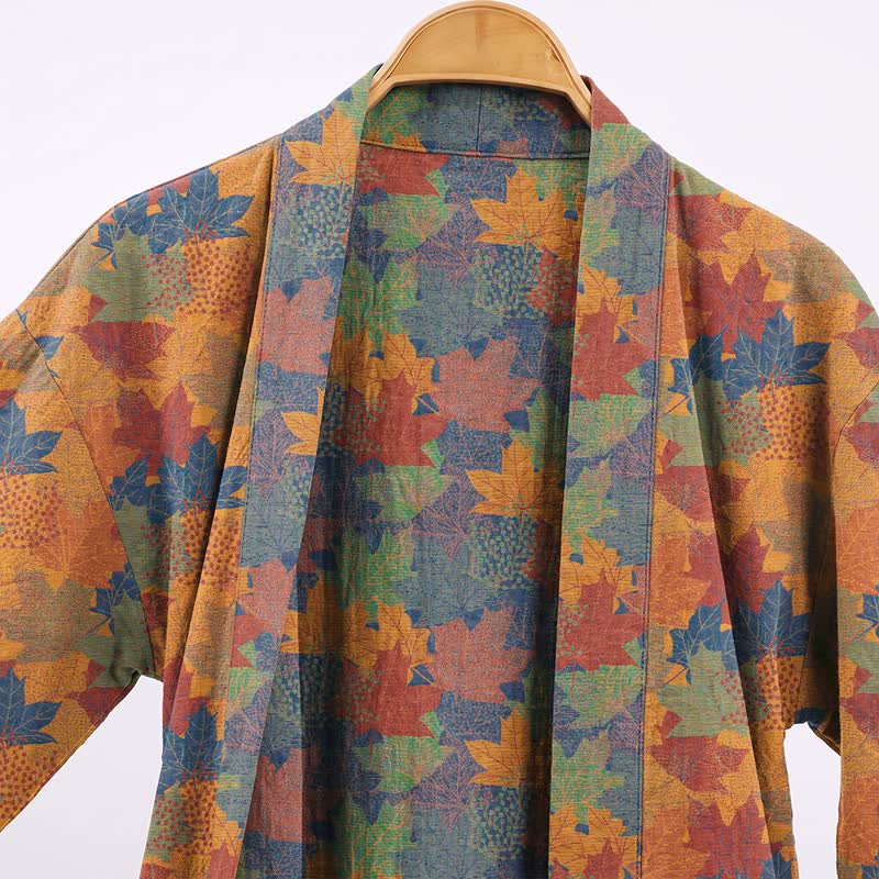 Autumn Maple Leaf Cotton Kimono Robe