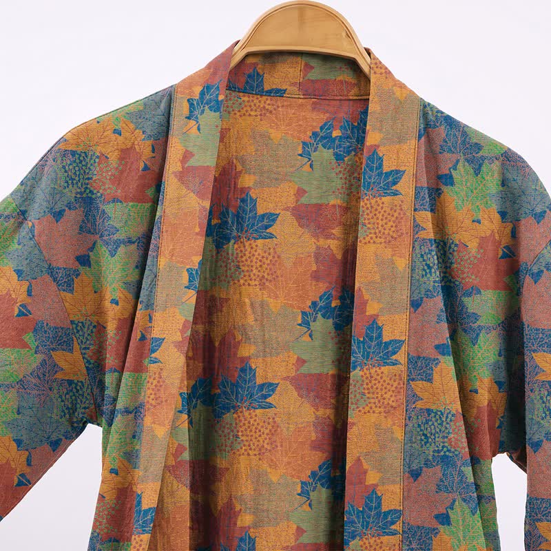 Autumn Maple Leaf Cotton Kimono Robe