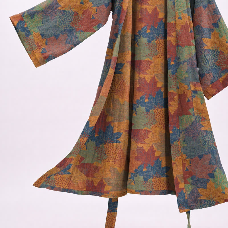 Autumn Maple Leaf Cotton Kimono Robe