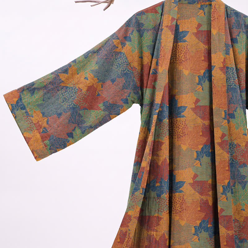 Autumn Maple Leaf Cotton Kimono Robe