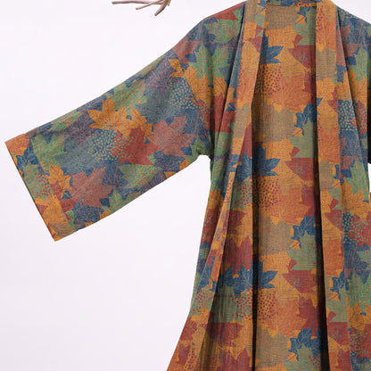 Autumn Maple Leaf Cotton Kimono Robe