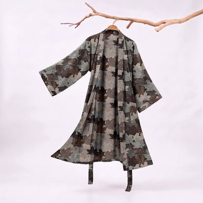 Autumn Maple Leaf Cotton Kimono Robe