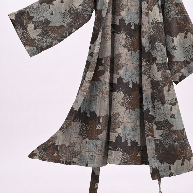 Autumn Maple Leaf Cotton Kimono Robe