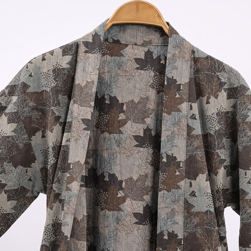 Autumn Maple Leaf Cotton Kimono Robe