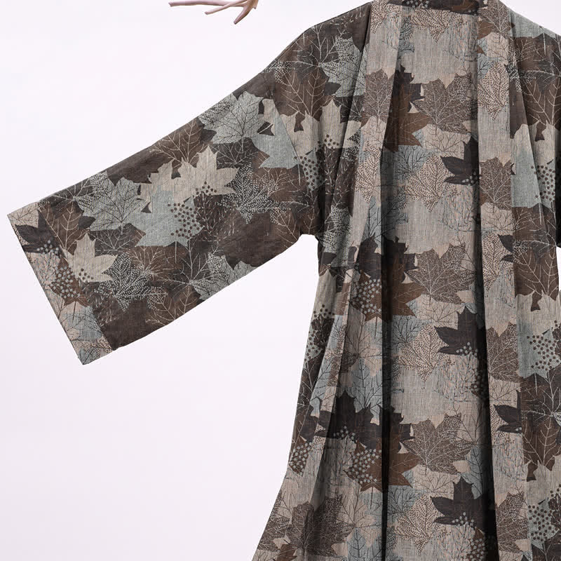 Autumn Maple Leaf Cotton Kimono Robe
