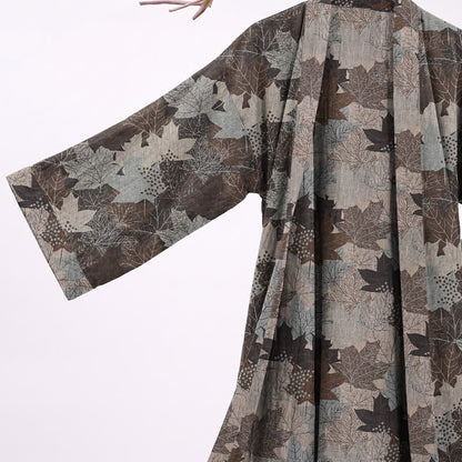 Autumn Maple Leaf Cotton Kimono Robe