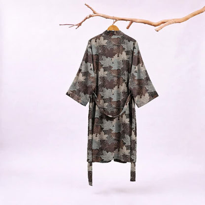 Autumn Maple Leaf Cotton Kimono Robe