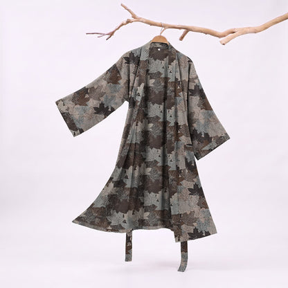Autumn Maple Leaf Cotton Kimono Robe