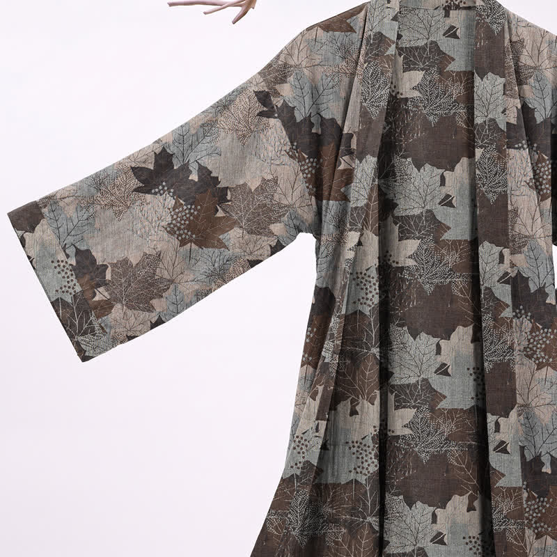 Autumn Maple Leaf Cotton Kimono Robe